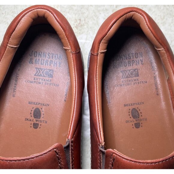 Johnston & Murphy Mens Brown sheepskin Leather Slip-On Loafers Dual Width XC4 - Picture 4 of 8